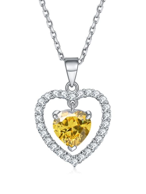 Golden [November] 925 Sterling Silver Birthstone Heart Dainty Necklace
